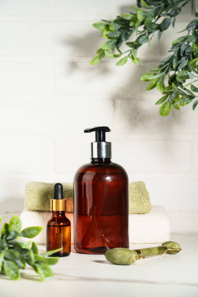 istock Beauty products in the bathroom on white background. 2176392487