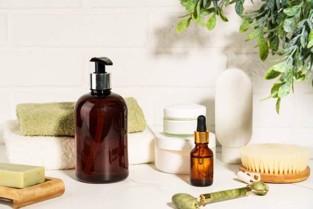 istock Natural cosmetic products in the bathroom on white background. 2176392520