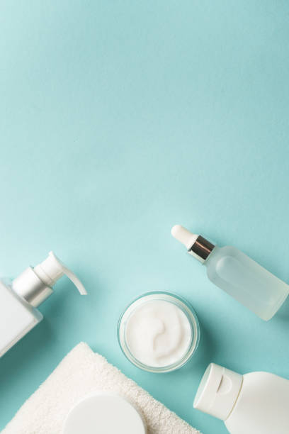 istock Natural cosmetic products on blue background. 2176392703