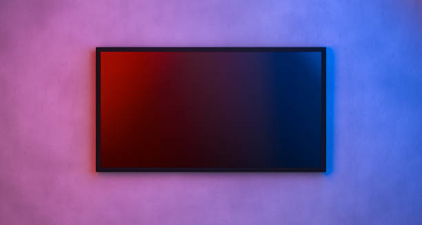 Realistic empty LCD Television mock up on the house wall.