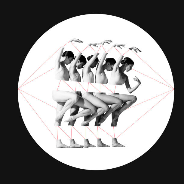 istock Poster. Contemporary art collage. Multiple ballet figures moving in unison, highlighting precision and rhythm. 2176397831