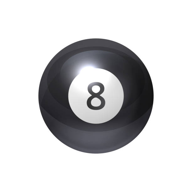 istock Billiard, snooker white sphere with eight print, sport game recreation equipment, 3D design illustration. Pool ball with 8 number, vector illustration in 3D realistic design 2176399743