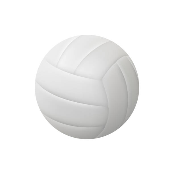 istock White leather volleyball ball on white, 3D illustration. Vector volley ball vinyl sphere, sport equipment. Sports and leisure activities, hobby and training, entertainment. Vector in flat style 2176399755