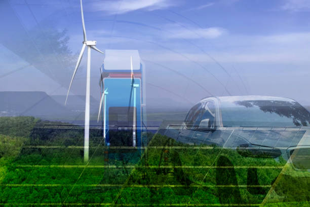 Sustainable Energy at Dusk: Wind Turbine and Solar Panels