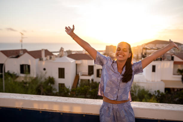 istock Arms raised for this wonderful view 2176415126