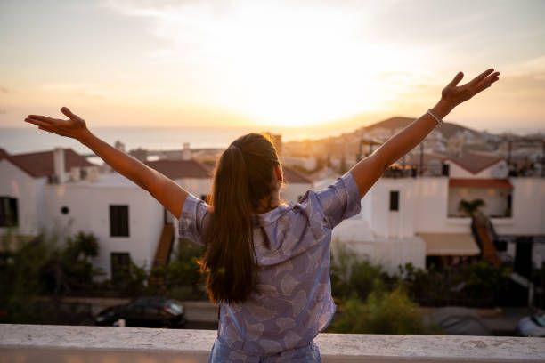 istock Arms raised for this wonderful view 2176415971
