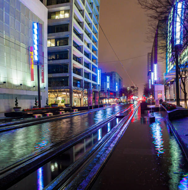 istock City Lights Reflecting on The Metrorail System  Along Main Street 2176418450