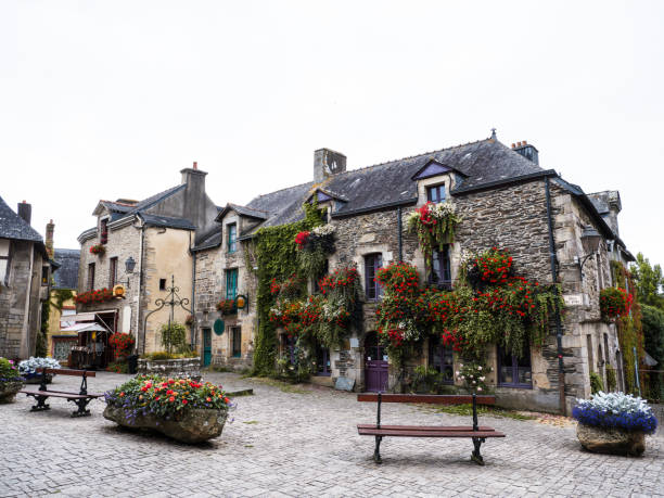 Rochefort-en-Terre, France: August 6th 2024: Place du Puits in Rochefort-en-Terre