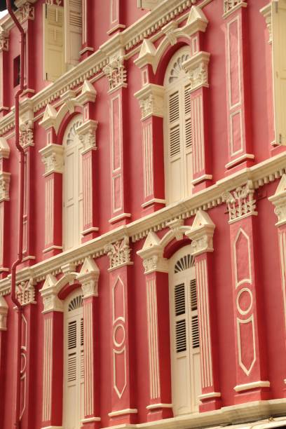 istock Historic building facade with red and beige colors. 2176420342