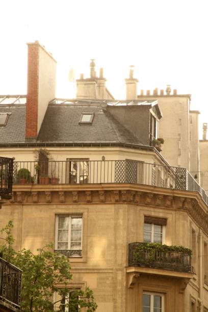 istock Charming European building with balconies and rooftop gardens 2176420813