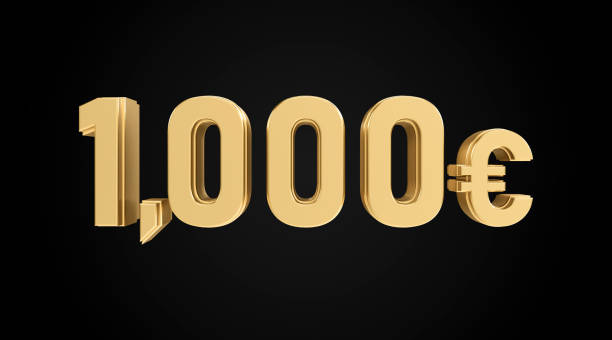 istock one thousand euros 3D, gold number, text shiny gold 2176428680