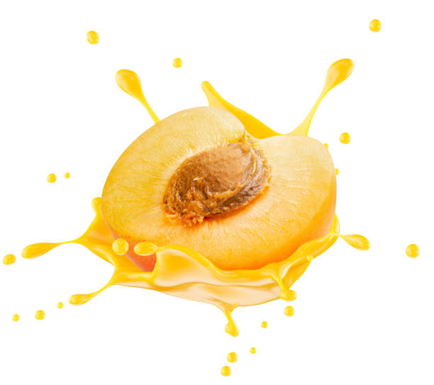 istock apricot in juice splash isolated on a white background. Clipping path 2176431638