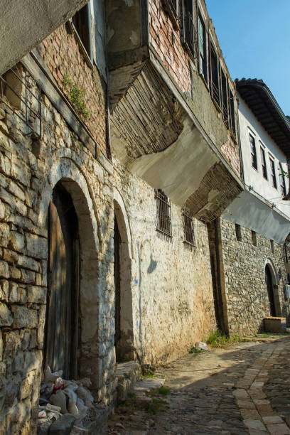 istock House With Half-Timbered Jettying Overhang in Berat, Albania 2176432156