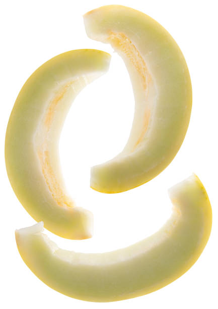 set of the melon slices isolated on a white background.