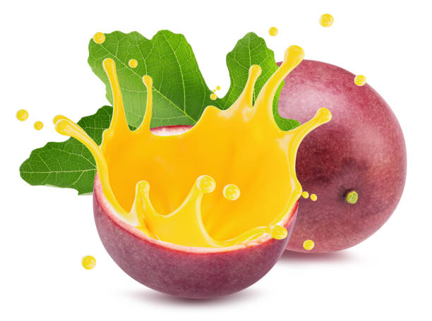 istock passion fruit with juice splash isolated on a white background 2176435558