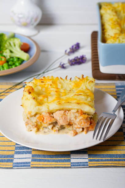 istock Fish pie. Mash topped seafood bake 2176437235