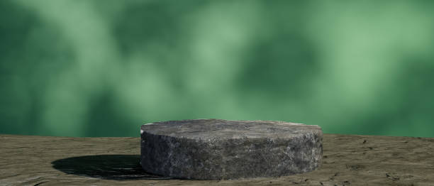 istock 3d render illustration A stone pedestal sits on a rocky surface 2176437451
