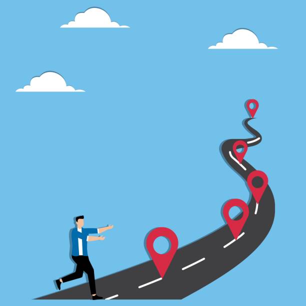 istock Businessman of professional drawing career road map with various branching paths and milestones 2176443203