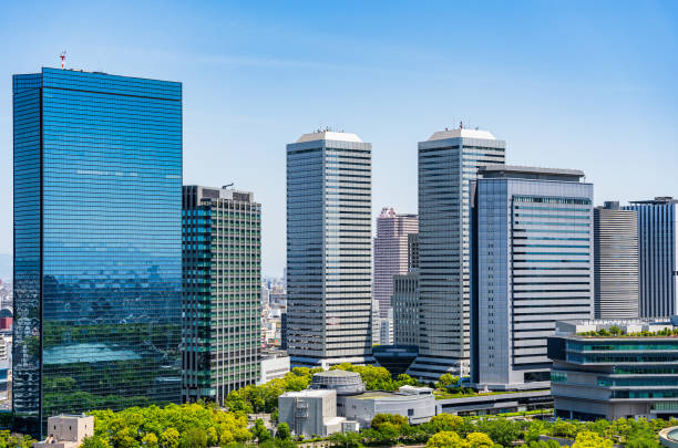 istock Modern glass skyscrapers in Osaka, Japan. 2176444753