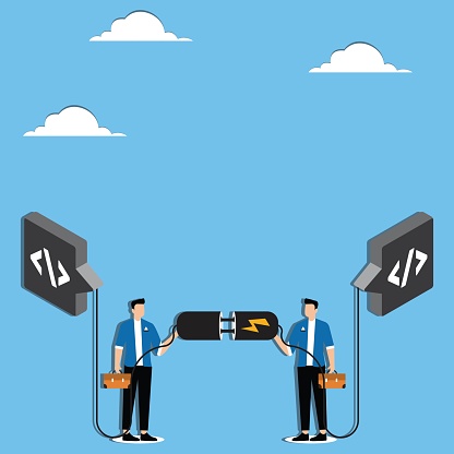 A Coding Socket Programmer Connect Socket Between Coding Program Stock Illustration ...