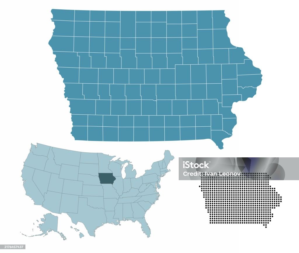 Iowa State Identification Iowa State Map Stock Illustration - Download Image Now - Abstract ...