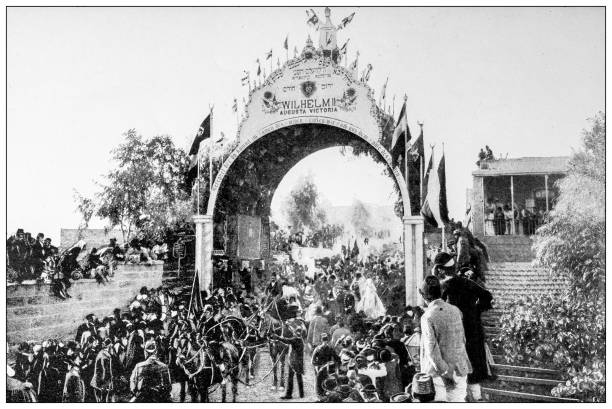 istock Antique image: Emperor Wilhelm II visiting holy land, Jaffa Gate formal entrance 2176465164