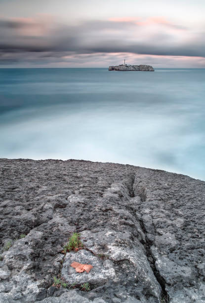 View from the mountains of Santander a lighthouse