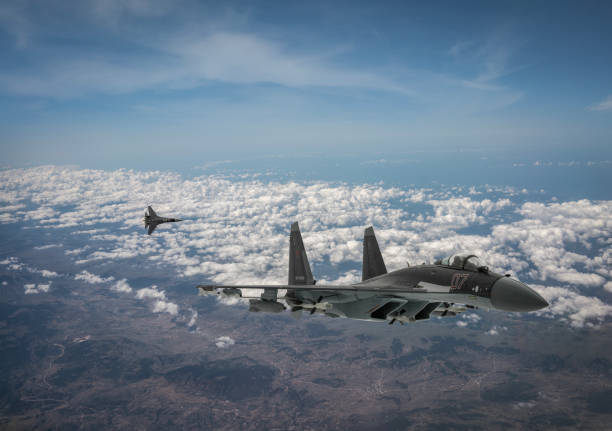 istock SU-35Jet fighters flying over mountains. 2176487795