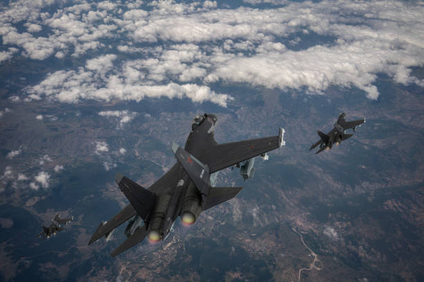 istock SU-35Jet fighters flying over mountains. 2176494717