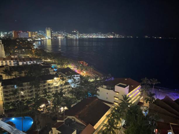istock Coastal city night scene 2176502205