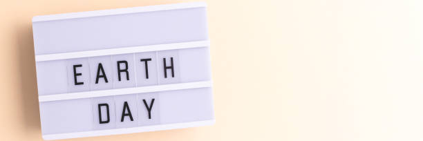 istock Earth day. Banner with lightbox on a beige background. 2176506357