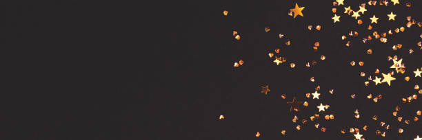 istock Banner with golden stars and crystals confetti. 2176506554
