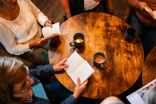 Senior group at Book Club on a coffee shop