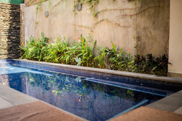 istock Swimming pool on back yard at home 2176514172