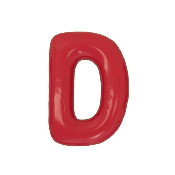 Balloon letter D in red isolated on a white background. 3d illustration.