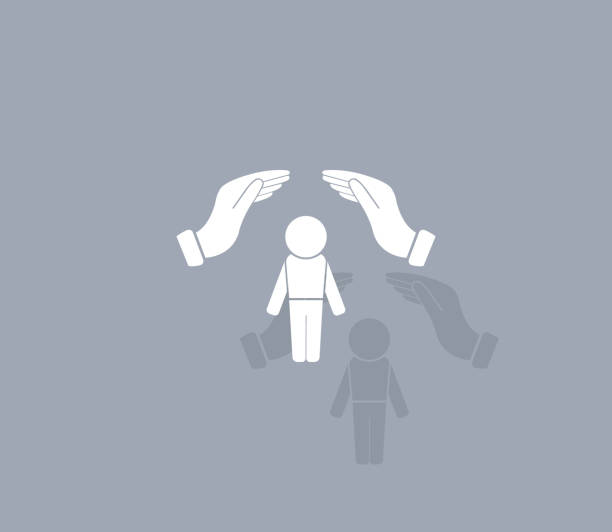 istock Human life insurance sign icon. Hands protect man symbol 2176532605