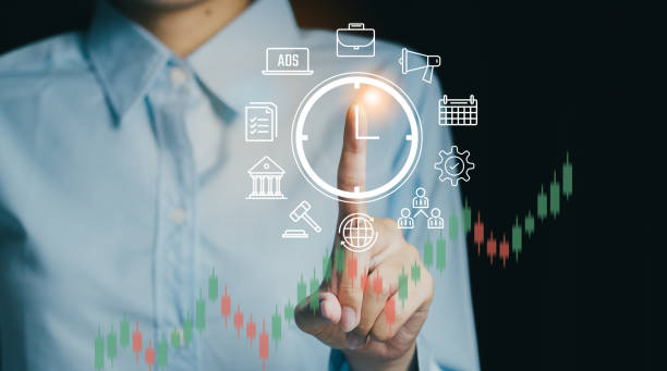 istock A business professional interacting with digital icons, showcasing technology and data analysis in a modern workspace. 2176541379