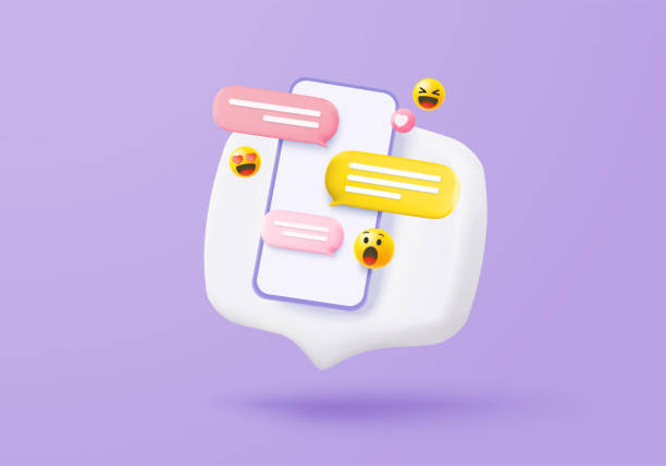 istock 3D conversation speech bubble icon. notice talk on mobile phone. online social discussion comment reminder, chat emoji message ask and answer on social media. 3d speech icon vector render illustration 2176568061