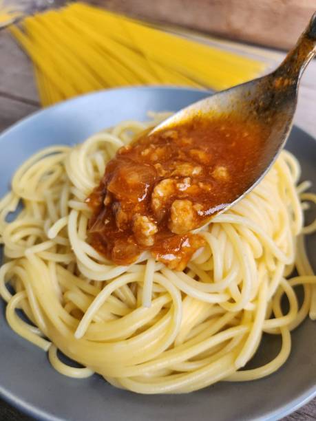 istock Spaghetti with tomato and pork Italian food 2176570614