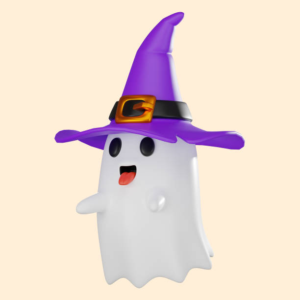 istock Ghost 3D Illustration, Halloween Character Render for Spooky Themes 2176572482