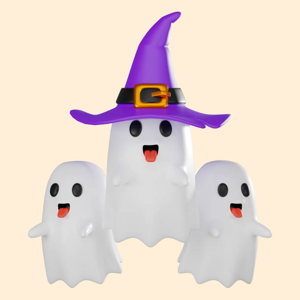istock Ghost 3D Illustration, Halloween Character Render for Spooky Themes 2176573838