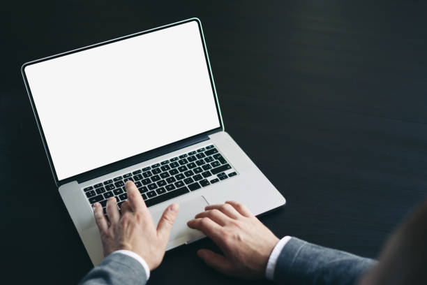 istock Man with laptop. Mockup of the screen 2176584990