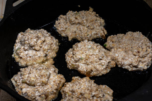 istock Healthy Oats Pancake Frying on Cast Iron Pan 2176588220
