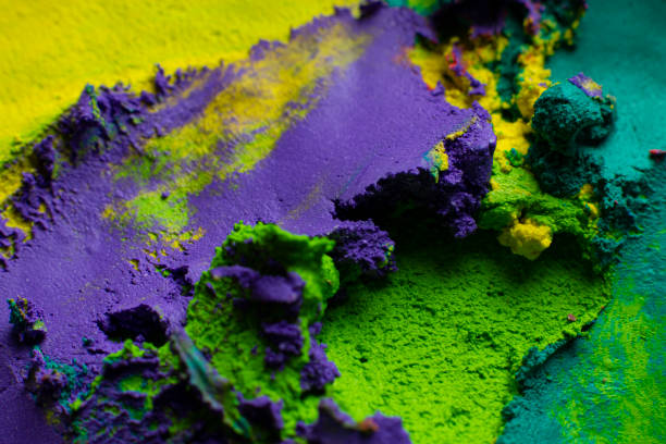 istock Expressive abstract art with texture and shadow. Blue, purple, yellow 2176595013