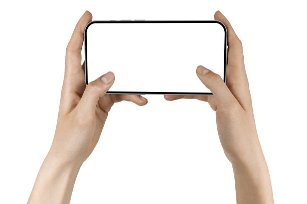 istock phone in a woman's hand on a transparent background 2176596436