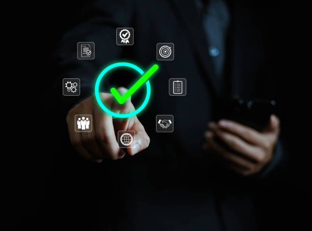 istock Businessman holding quality certification mark, audit, business, assurance, control, digital, service, complete, assessment, checklist, data with quality icon. 2176597045
