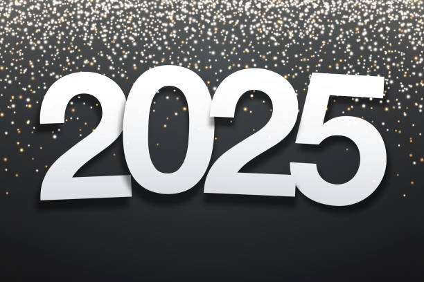 istock 2025 - Paper Font with gold glitter on Black Background 2176606318