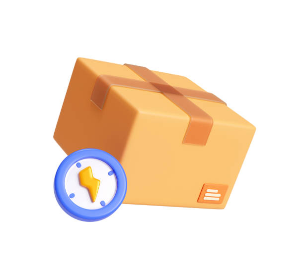 istock Delivery box with clock Fast delivery concept 3d illustration background 2176607492