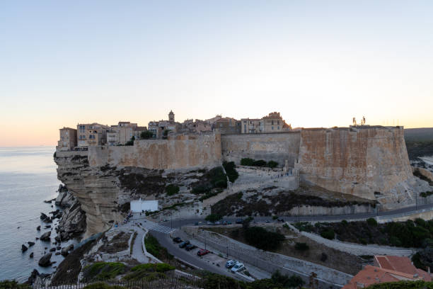 istock Historic Cliffside Town Overlooking the Sea at Sunset 2176619088
