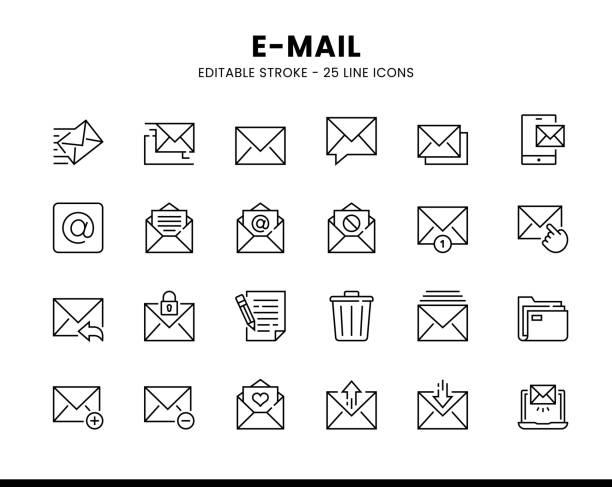 stockillustraties, clipart, cartoons en iconen met e-mail editable line icons - envelop